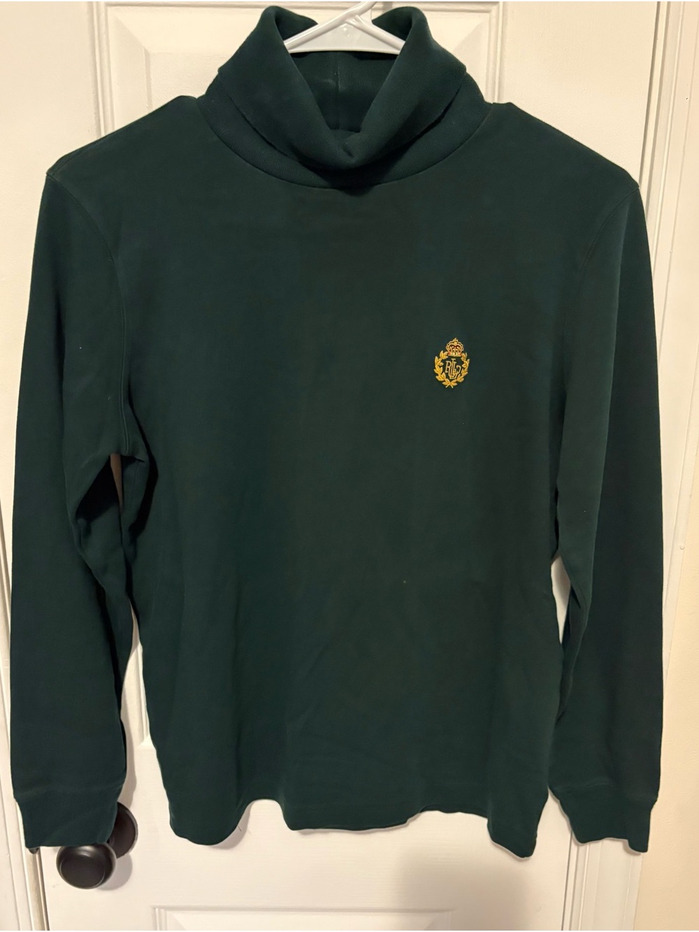 Laueen Ralph Lauren Embroidered Gold Crest Long Sleeve Turtleneck